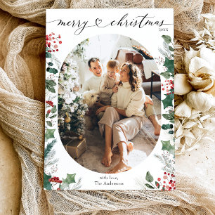 Festiva Tarjeta de Navidades de ovalación fotográfica para