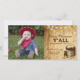 Festiva Tarjeta de Navidades de país - Boots y luces de va