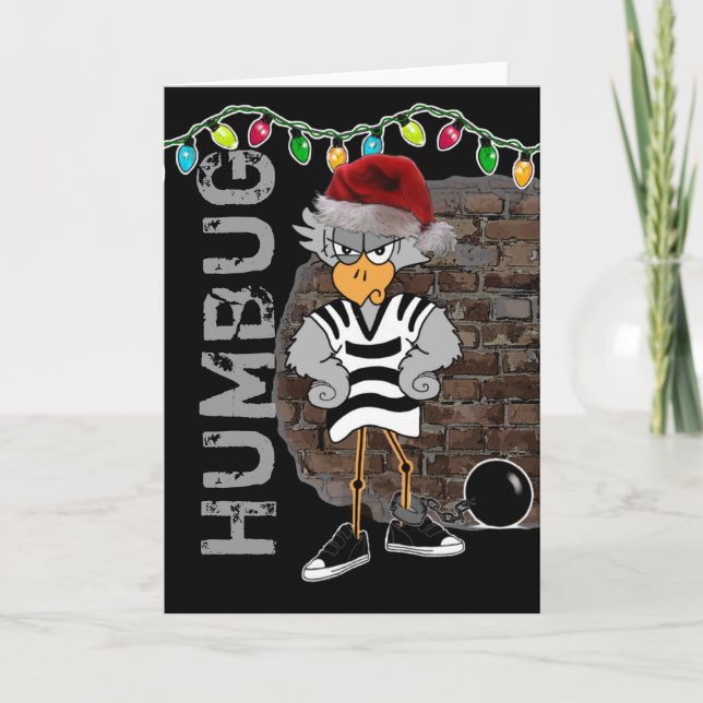 Festiva Tarjeta de Navidades de Pájaro de Cárcel (Anverso)