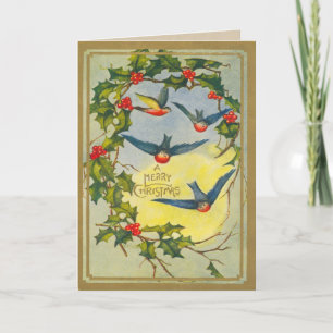 Festiva Tarjeta de Navidades de pájaros de Victoria