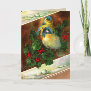 Festiva Tarjeta de Navidades de pájaros de Victoria