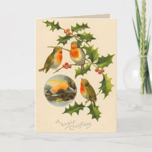 Festiva Tarjeta de Navidades de pájaros de Victoria