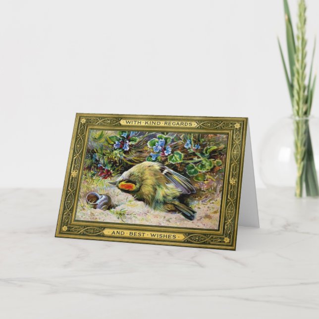 Festiva Tarjeta de Navidades de pájaros muertos victoriano (Anverso)