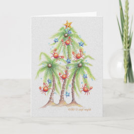 Festiva Tarjeta de Navidades de palmeras tropicales