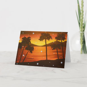 Festiva Tarjeta de Navidades de palmeras tropicales