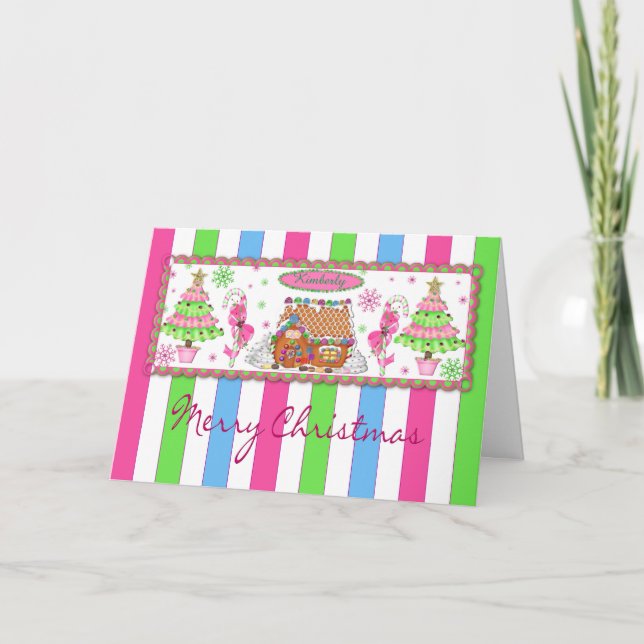 Festiva Tarjeta de Navidades de pan de jengibre - Niño - P (Anverso)