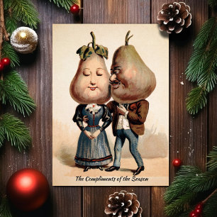 Festiva Tarjeta de Navidades de pareja de la cabeza de la