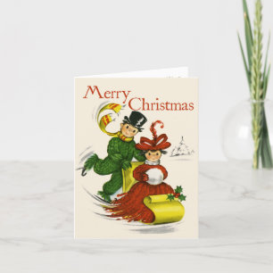 Festiva Tarjeta de Navidades de pareja de ropa de cama de