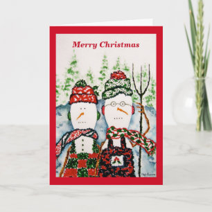Festiva Tarjeta de Navidades de pareja Snowman