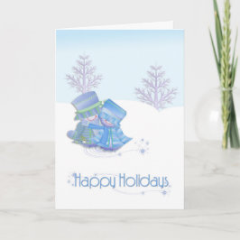 Festiva Tarjeta de Navidades de parejas de nieve
