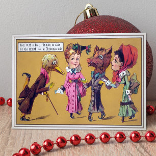 Festiva Tarjeta de Navidades de patinaje anticuado de Vict