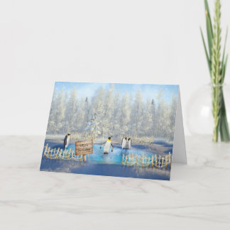 Festiva Tarjeta de Navidades de patinaje sobre hielo de Pi