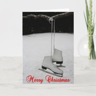 Festiva Tarjeta de Navidades de patines de hielo