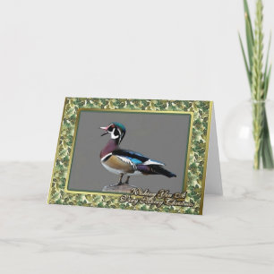 Festiva Tarjeta de Navidades de pato de madera