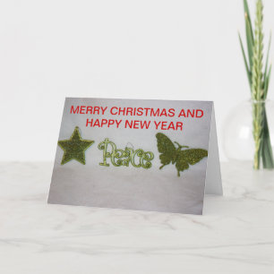 Festiva Tarjeta de Navidades de Paz Verde