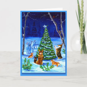 Festiva Tarjeta de Navidades de Pembroke Welsh Corgi