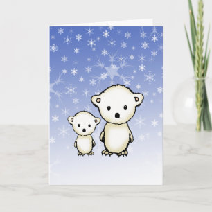 Festiva Tarjeta de Navidades de pequeños osos polares