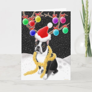 Festiva Tarjeta de Navidades de perro del territorio de Bo