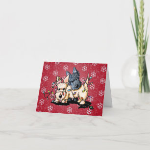 Festiva Tarjeta de Navidades de perro escocés