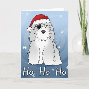 Festiva Tarjeta de Navidades de perro pastor en inglés ant