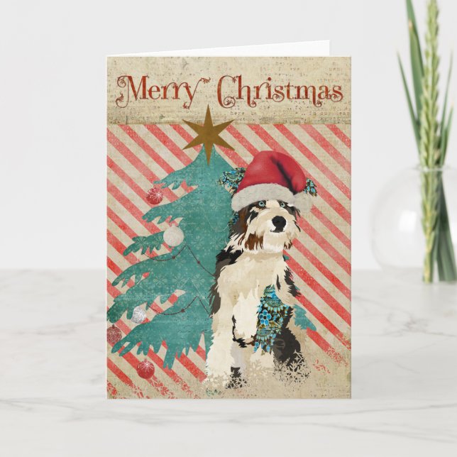 Festiva Tarjeta de Navidades de perro Shabby (Anverso)