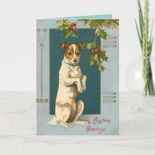 Festiva Tarjeta de Navidades de Perro Terrier de Victoria