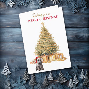 Festiva Tarjeta de Navidades de Perro Territorial Escocés
