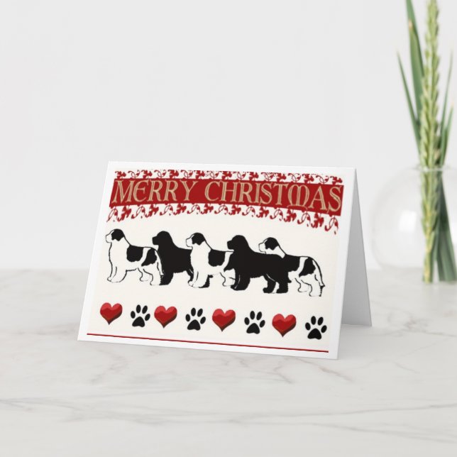 Festiva Tarjeta de Navidades de perros de Terranova (Anverso)