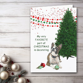 Festiva Tarjeta de Navidades de perros terrier de Boston m