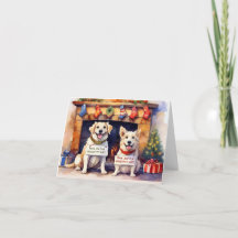 Tarjeta de Navidades de perros traviesos