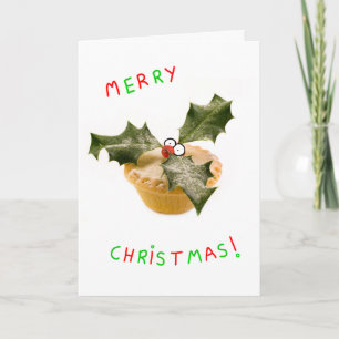 Festiva tarjeta de navidades de personajes y pastel de men