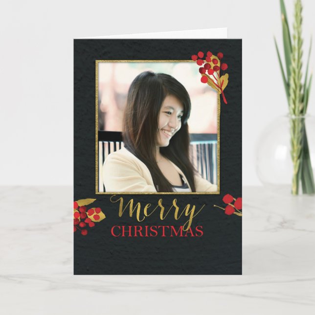 Festiva Tarjeta de Navidades de Personalizable fotográfico (Anverso)