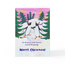 Tarjeta de Navidades de personalizable - Pingüinos
