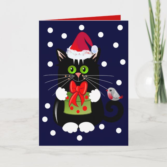 Festiva Tarjeta de Navidades de personalizado con Cat y Ro (Anverso)