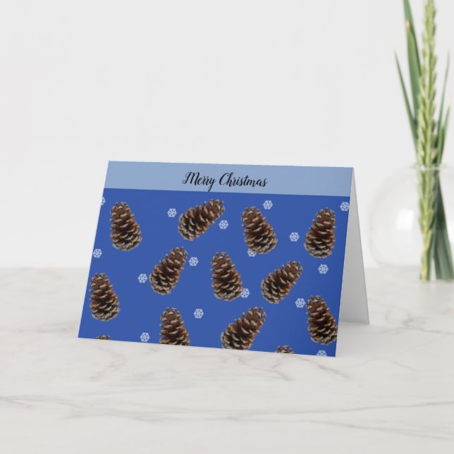 Festiva Tarjeta de Navidades de pinecones naturales (Anverso)