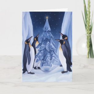 Festiva Tarjeta de Navidades de pingüinos