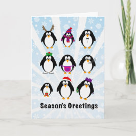 Festiva Tarjeta de Navidades de pingüinos