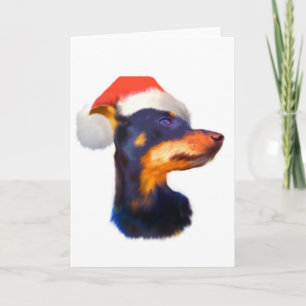 Festiva Tarjeta de Navidades de Pinscher en miniatura