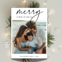 Tarjeta de Navidades de playa de fotografía famili