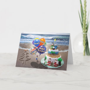 Festiva Tarjeta de Navidades de playa, Feliz Cumpleaños Je