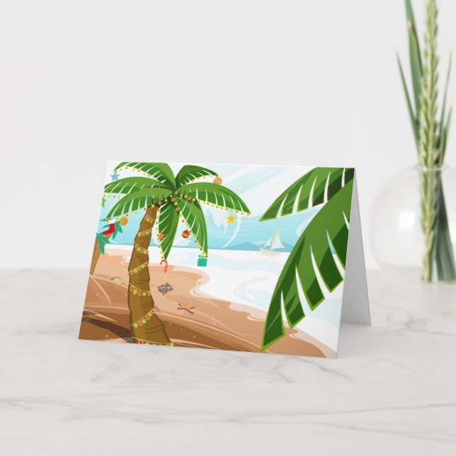 Festiva Tarjeta de Navidades de playa para navidades (Anverso)
