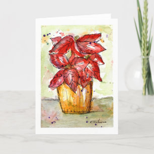 Festiva Tarjeta de Navidades de Poinsettia