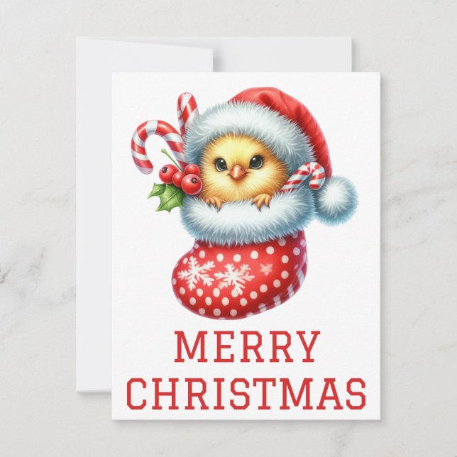 Festiva Tarjeta de Navidades de polluelos (Anverso)