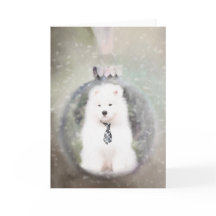Tarjeta de Navidades de porcino de Samoyed