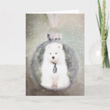 Tarjeta de Navidades de porcino de Samoyed