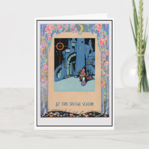 Festiva Tarjeta de Navidades de prensa escrita Vintage dec