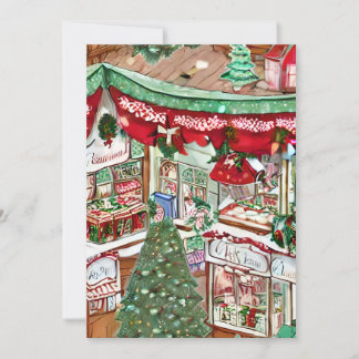 Festiva Tarjeta de Navidades de pueblo con nieve