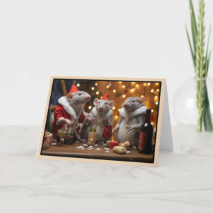 Festiva Tarjeta de Navidades de ratas Navidades alegres