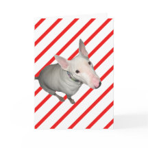 Tarjeta de Navidades de rayas rojas/rojas y blanca
