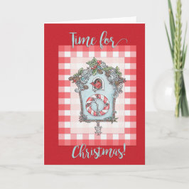 Festiva Tarjeta de Navidades de reloj cuco
